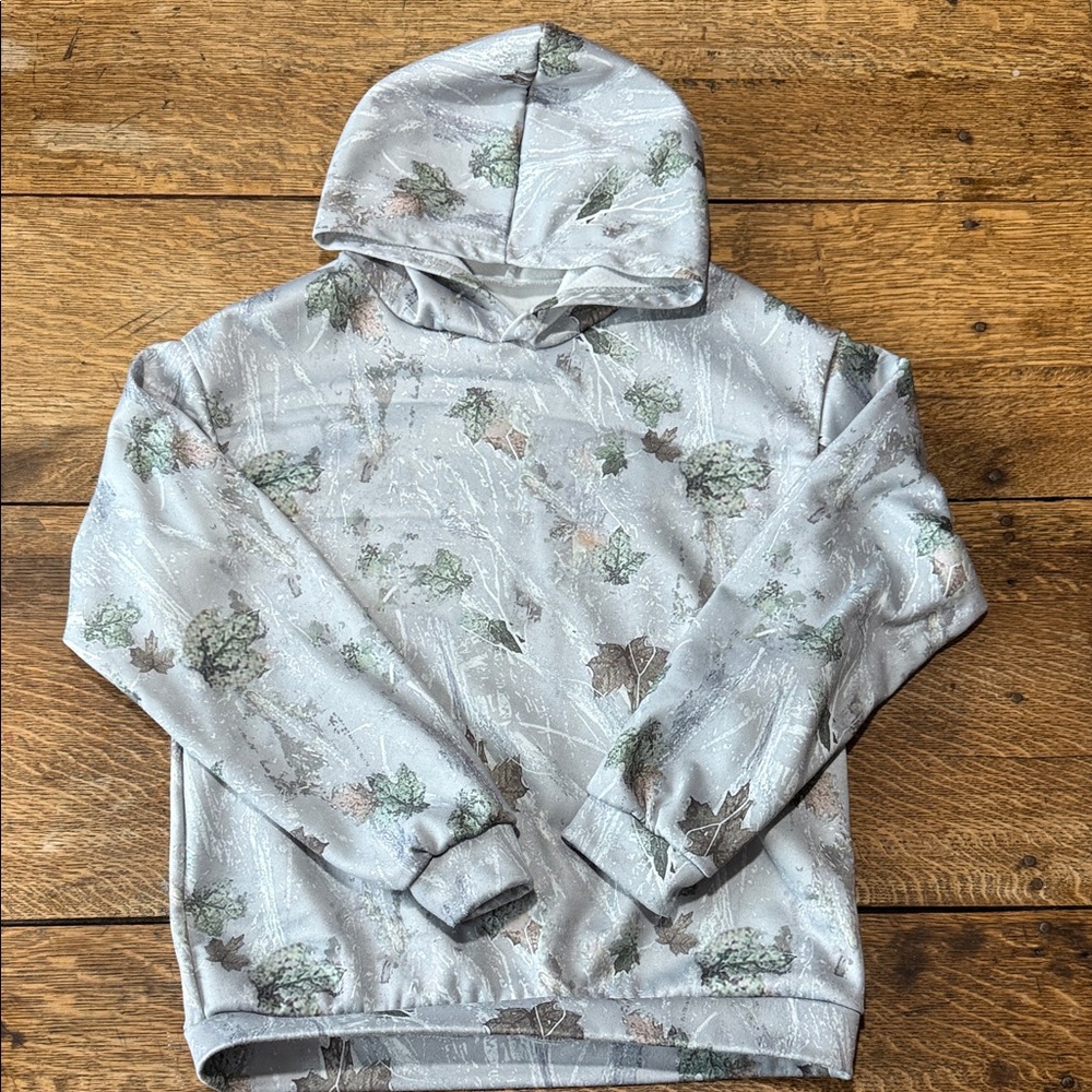 SHEIN Women's Gray Leaf Pattern Hoodie